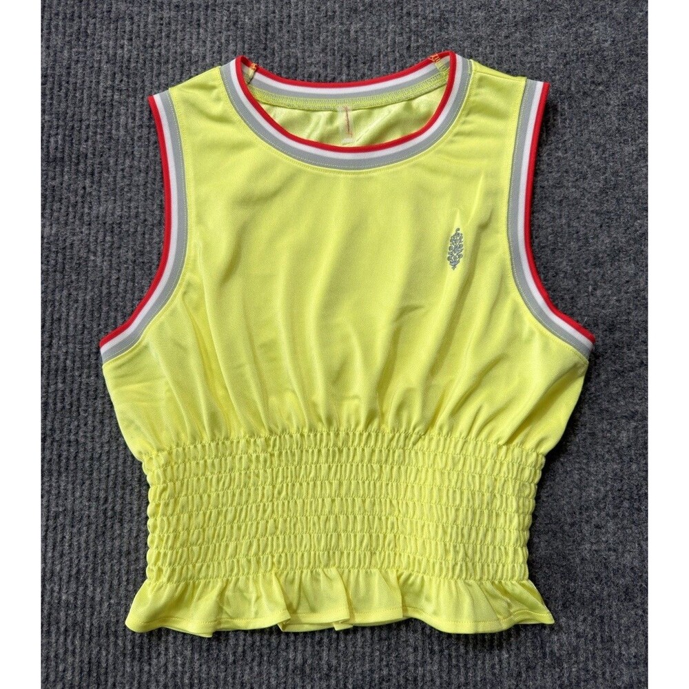 Free People FP Movement Size Small Prime Time Tank Top Active Jersey Yellow NEW